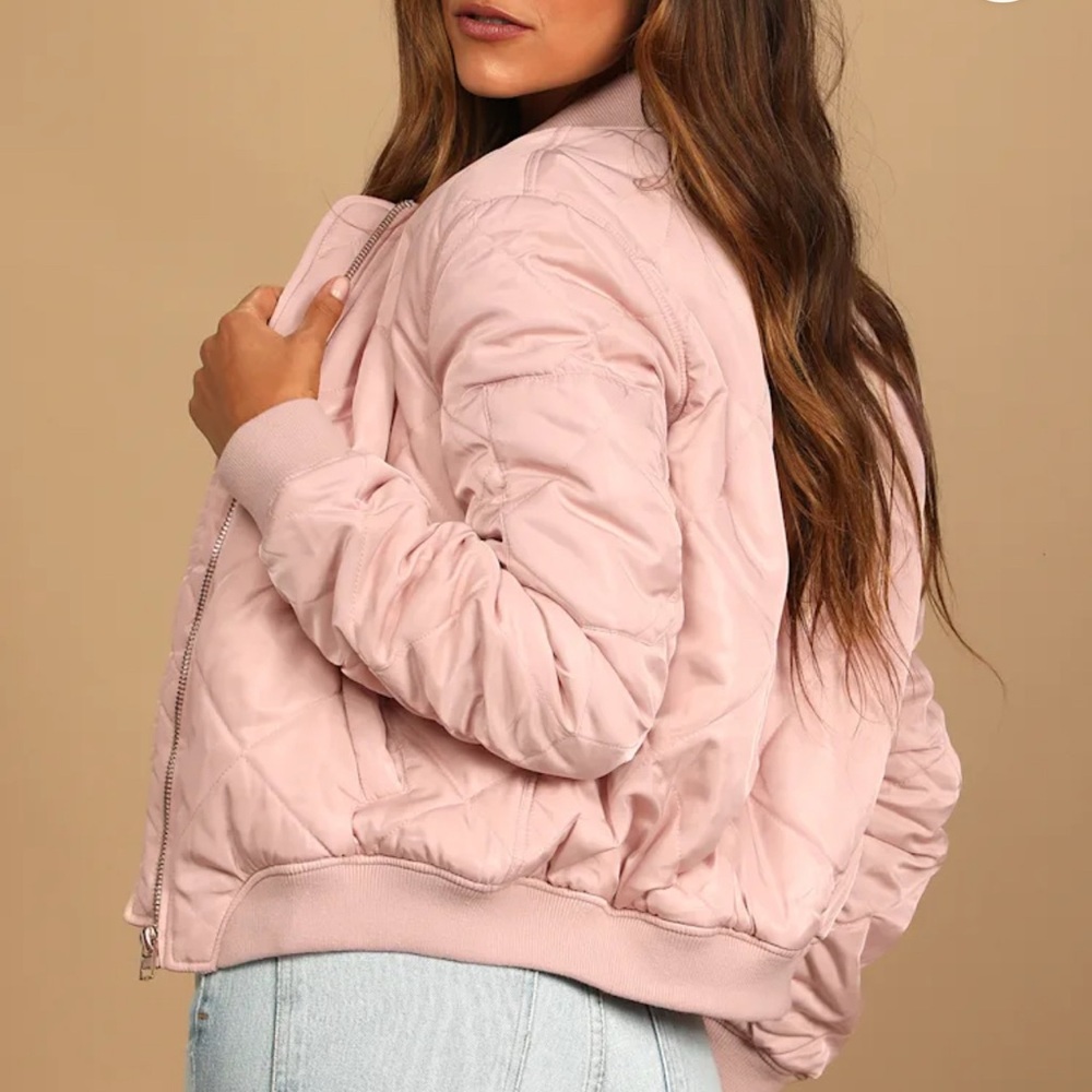 Lulu's Light Pink Quilted Bomber Jacket